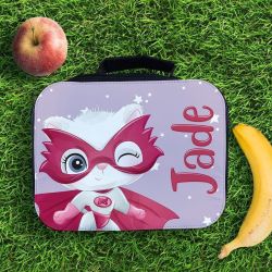 Lunch box isotherme personnalisée Super chat rose