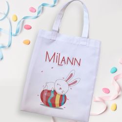 Tote bag Pâques modèle Lapin sur son oeuf