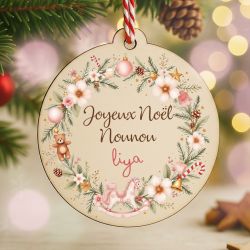 Suspension personnalisée en bois – Joyeux Noël Nounou