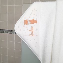 Cape de bain personnalisée en éponge | pour enfant | avec prénom | modèle Renard