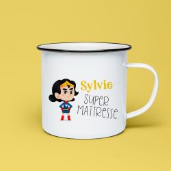 Tasse émaillée personnalisable Super maîtresse