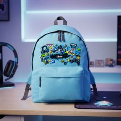 Sac à dos école personnalisé avec prénom | Gaming - Couleur Bleu clair  Moyen 13L