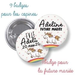 Badges EVJF rond grand format en métal - modèle licorne