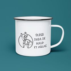 Tasse émaillée Super papa | Idée cadeau fête des pères