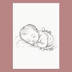 Affiche de Naissance Personnalisée - Calligraphie Artisanale à la Main
