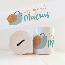Tirelire personnalisée avec prénom modèle Escargot