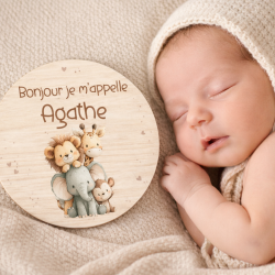 Plaque en bois bois impirmée Annonce de naissance personnalisée Animaux