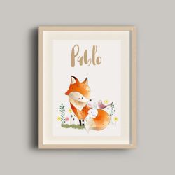 Affiche renard personnalisée pour chambre d’enfant avec prénom