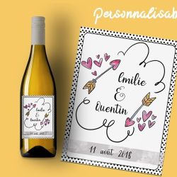 Etiquette bouteille vin ou champagne personnalisable annonce mariage