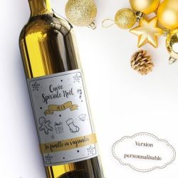 Etiquette personnalisable bouteille vin Spécial Noël