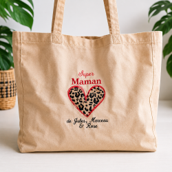 Totebag XXL en coton Léopard personnalisé