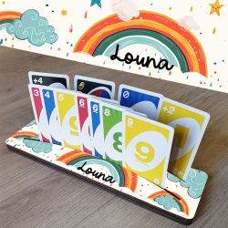 Support de cartes Arc-en-ciel personnalisé - "Stop galère" par la chouette mauve
