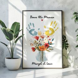 Poster personnalisé "Bonne fête maman" Mains d'enfants