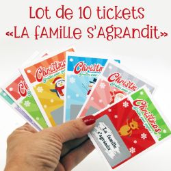 Lot de 10 tickets de jeu à gratter Christmas "La famille s'agrandit"|annonce grossesse