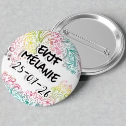 Badges EVJF rond grand format en métal - modèle Mélanie