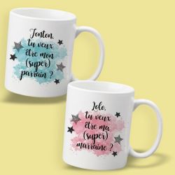 Mug personnalisable recto pour demande de parrain ou marraine