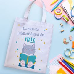 Tote bag sac de bibliothèque Chat 2