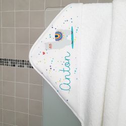 Cape de bain personnalisée en éponge | pour enfant | avec prénom | modèle Lama