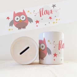 Tirelire personnalisée avec prénom modèle Chouette