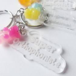 Porte clé plexi transparent et ourson Super Orthophoniste