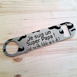 Décapsuleur en Inox modèle Super papa personnalisable