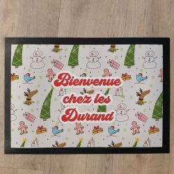 Tapis de porte personnalisé Noël - motif paysage de Noël