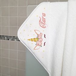 Cape de bain personnalisée en éponge | pour enfant | avec prénom | modèle Licorne 2