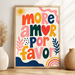 Affiche murale 'More Amor Por Favor' | Décoration murale colorée et tendance