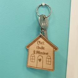 Porte clé personnalisable en bois Maison