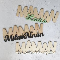 Structure bois Maman & prénoms  | Cadeau fête des mères