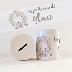 Tirelire  enfant avec prénom modèle Lion