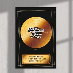 Plaque aluminium personnalisée Disque d'Or