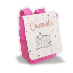 Sac à dos pour enfant personnalisé avec prénom modèle Chat gris