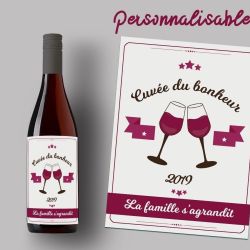 Etiquette bouteille de vin personnalisable pour annonce grossesse originale