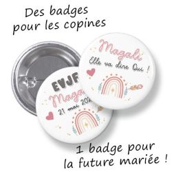 Badges EVJF rond grand format en métal - modèle Rainbow