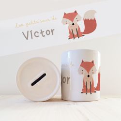 Tirelire  enfant avec prénom modèle Renard