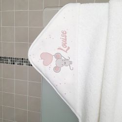 Cape de bain personnalisée en éponge | pour enfant | avec prénom | modèle Souris