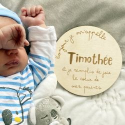 Plaque en bois gravée | annonce de naissance personnalisée