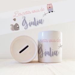 Tirelire personnalisée modèle Hibou rose