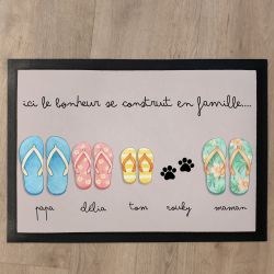 Tapis d'entrée personnalisé |Famille - Tongs de plage