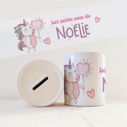 Tirelire personnalisée modèle Licorne avec ballon