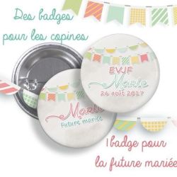 Badges EVJF rond grand format en métal - modèle fanions| bannière