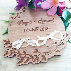 Porte alliances en bois  ou en plexi transparent | personnalisé | Mariage | Fleurs découpés