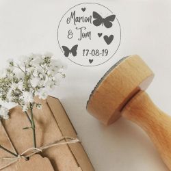 Tampon personnalisé pour baptême ou mariage - Papillons