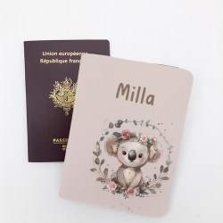 Protège passeport personnalisable Koala girly