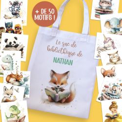Totebag sac de bibliothèque 50 motifs au choix