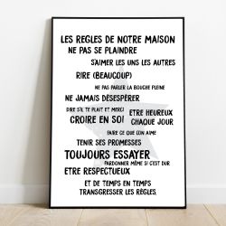 Affiche à encadrer Les règles de notre maison