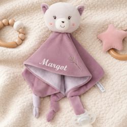 Carré Doudou brodé avec prénom Bamboo - Chat