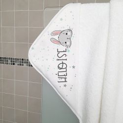 Cape de bain personnalisée en éponge | pour enfant | avec prénom | modèle Lapin