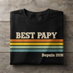 T-shirt personnalisé Best Papy depuis – Cadeau Fête des Grands-Pères et anniversaire